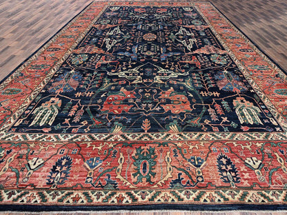 Blue 11'9" x 17'7" Tribal & Geometric Hand knotted Wool Rug - Sku: O01052