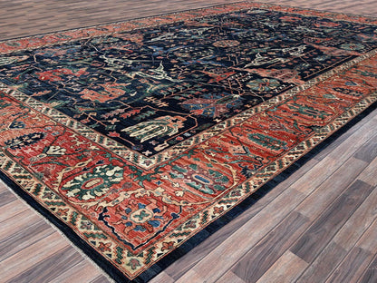 Blue 11'9" x 17'7" Tribal & Geometric Hand knotted Wool Rug - Sku: O01052