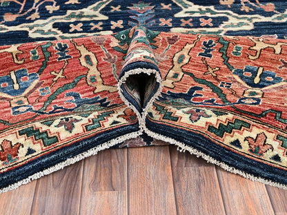 Blue 11'9" x 17'7" Tribal & Geometric Hand knotted Wool Rug - Sku: O01052
