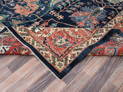 Blue 11'9" x 17'7" Tribal & Geometric Hand knotted Wool Rug - Sku: O01052