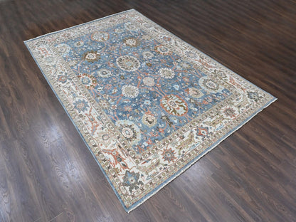 Blue 9'6" x 13'5" Oushak And Peshawar Hand knotted Wool Rug - Sku: O010531
