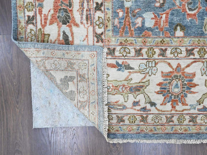 Blue 9'6" x 13'5" Oushak And Peshawar Hand knotted Wool Rug - Sku: O010531