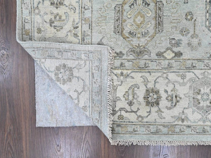 Green 9'1" x 11'11" Tribal & Geometric Hand knotted Wool Rug - Sku: O010532
