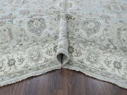 Green 9'1" x 11'11" Tribal & Geometric Hand knotted Wool Rug - Sku: O010532