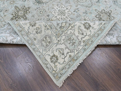 Green 9'1" x 11'11" Tribal & Geometric Hand knotted Wool Rug - Sku: O010532