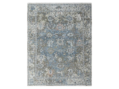 Blue 8'4" x 11'4" Oushak And Peshawar Hand knotted Wool Rug - Sku: O010533