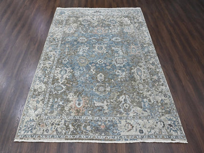 Blue 8'4" x 11'4" Oushak And Peshawar Hand knotted Wool Rug - Sku: O010533