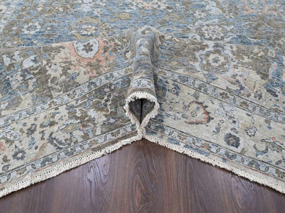 Blue 8'4" x 11'4" Oushak And Peshawar Hand knotted Wool Rug - Sku: O010533
