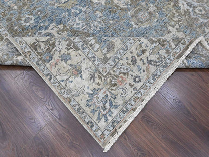 Blue 8'4" x 11'4" Oushak And Peshawar Hand knotted Wool Rug - Sku: O010533