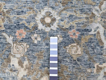 Blue 8'4" x 11'4" Oushak And Peshawar Hand knotted Wool Rug - Sku: O010533