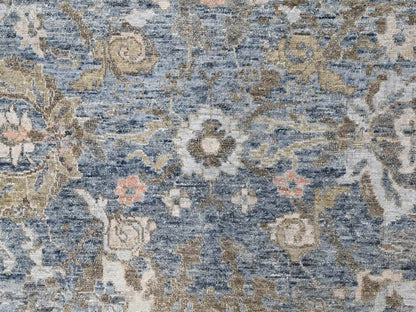 Blue 8'4" x 11'4" Oushak And Peshawar Hand knotted Wool Rug - Sku: O010533