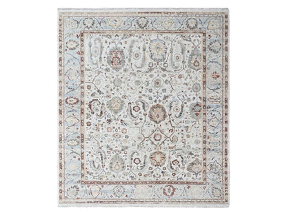 Mahal Oushak hand-knotted wool rug in Ivory & Gray, 8' x 9'9" — SKU O010534