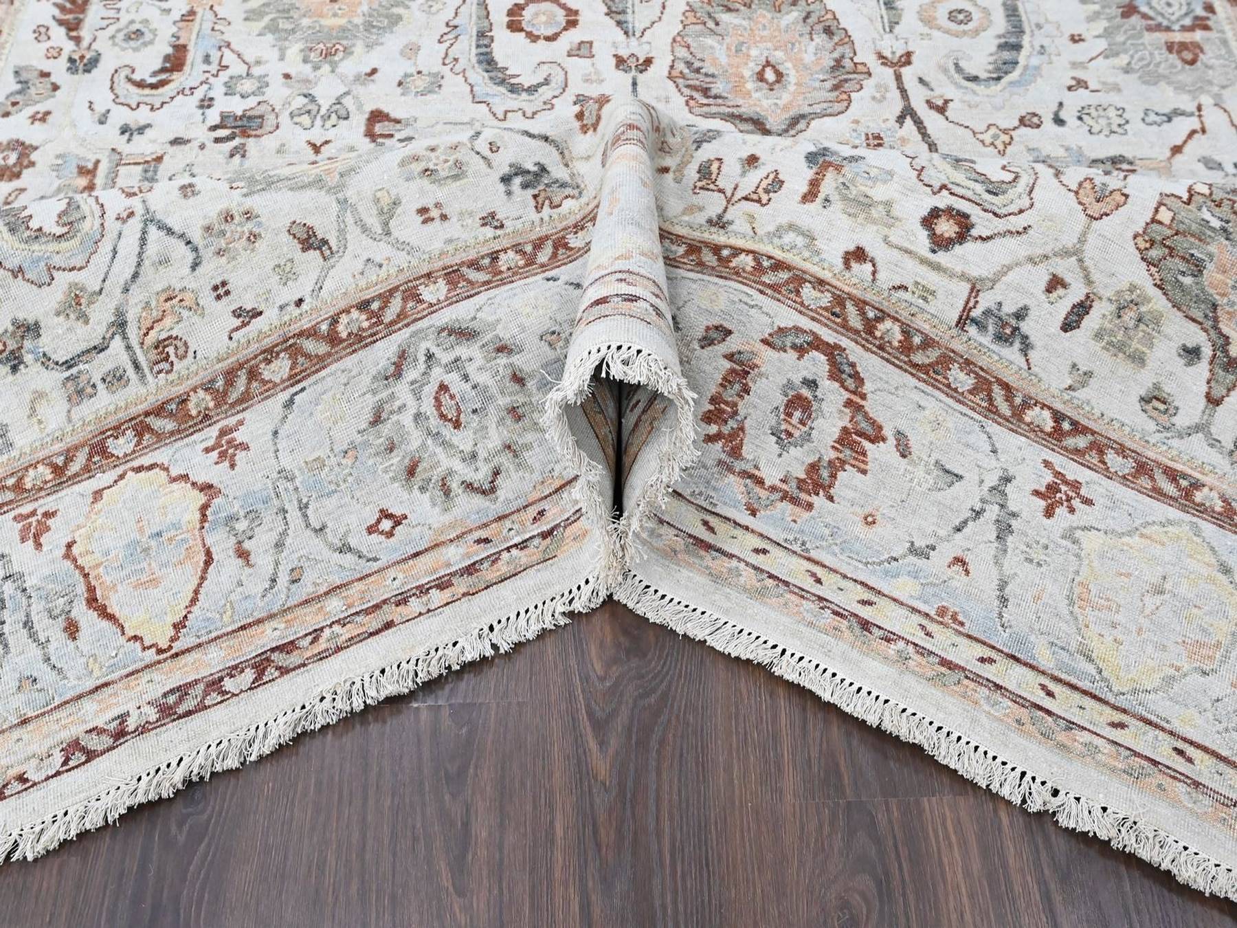 Mahal Oushak hand-knotted wool rug in Ivory & Gray, 8' x 9'9" — SKU O010534 (view 5)