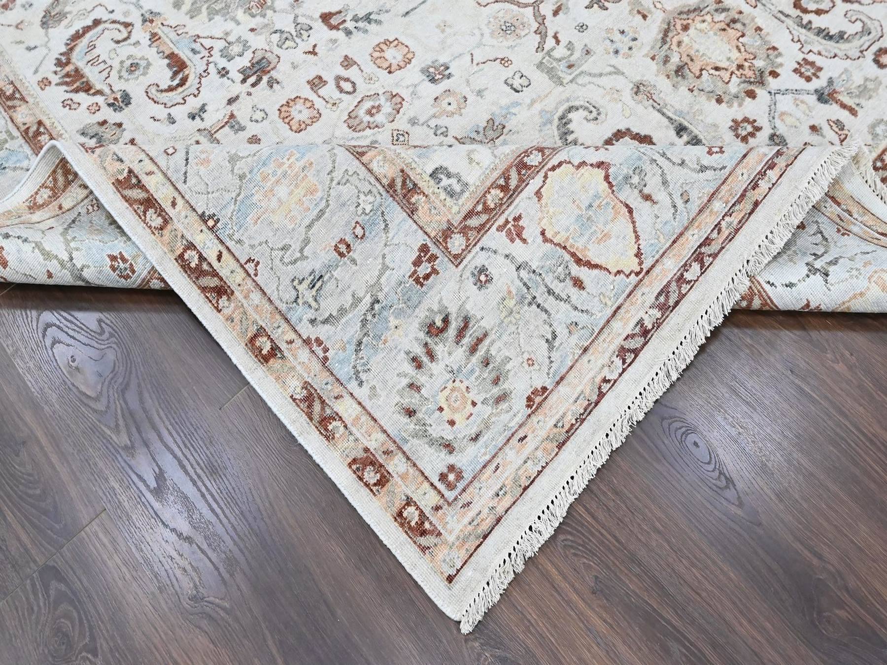 Mahal Oushak hand-knotted wool rug in Ivory & Gray, 8' x 9'9" — SKU O010534 (view 6)