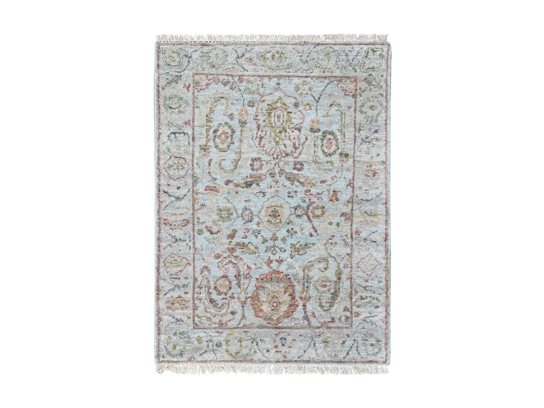 Mahal Oushak hand-knotted wool rug in Gray, 2' x 2'10" — SKU O010535