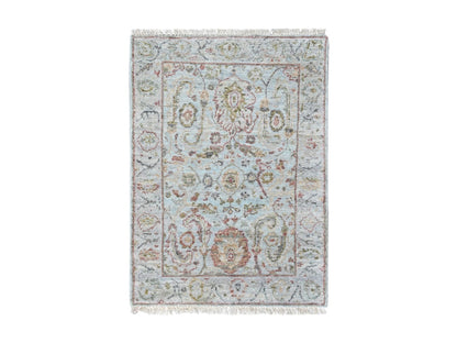 Mahal Oushak hand-knotted wool rug in Gray, 2' x 2'10" — SKU O010535