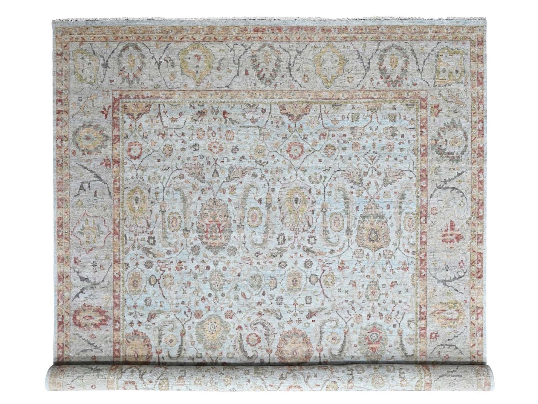 Mahal Oushak hand-knotted wool rug in Gray, 12' x 14'11" — SKU O010536