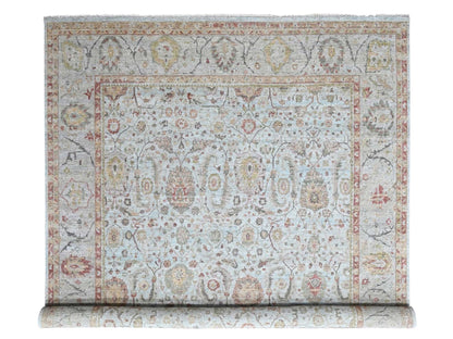 Mahal Oushak hand-knotted wool rug in Gray, 12' x 14'11" — SKU O010536