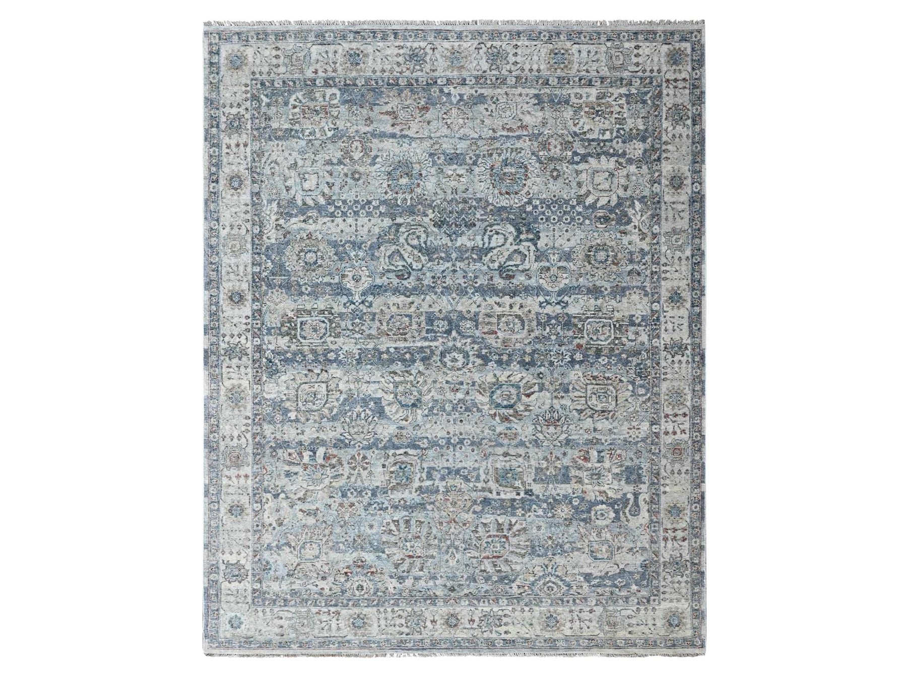 Grey 8'0" x 10'1" Oushak And Peshawar Hand knotted Wool Rug - Sku: O010537