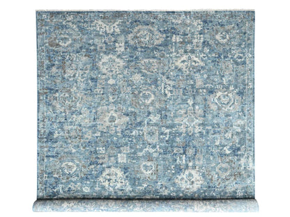 Blue 9'10" x 13'10" Oushak And Peshawar Hand knotted Wool Rug - Sku: O010538