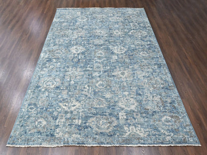 Blue 9'10" x 13'10" Oushak And Peshawar Hand knotted Wool Rug - Sku: O010538