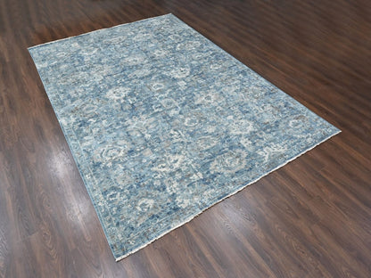 Blue 9'10" x 13'10" Oushak And Peshawar Hand knotted Wool Rug - Sku: O010538