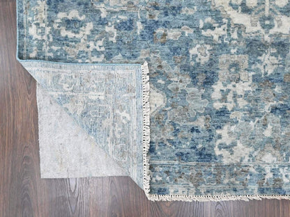 Blue 9'10" x 13'10" Oushak And Peshawar Hand knotted Wool Rug - Sku: O010538