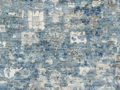 Blue 9'10" x 13'10" Oushak And Peshawar Hand knotted Wool Rug - Sku: O010538