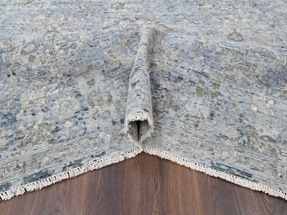 Grey 9'0" x 11'10" Oushak And Peshawar Hand knotted Wool Rug - Sku: O010539