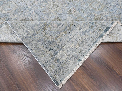 Grey 9'0" x 11'10" Oushak And Peshawar Hand knotted Wool Rug - Sku: O010539