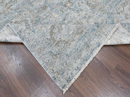 Grey 9'11" x 14'0" Oushak And Peshawar Hand knotted Wool Rug - Sku: O010540