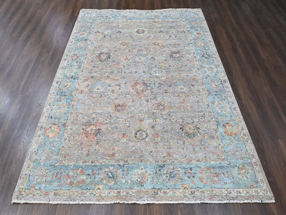 Mahal Oushak hand-knotted wool rug in Pink & Blue, 8'11" x 12'2" — SKU O010542 (view 2)