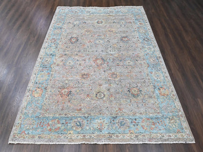 Mahal Oushak hand-knotted wool rug in Pink & Blue, 8'11" x 12'2" — SKU O010542 (view 2)