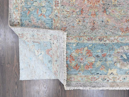 Mahal Oushak hand-knotted wool rug in Pink & Blue, 8'11" x 12'2" — SKU O010542 (view 4)