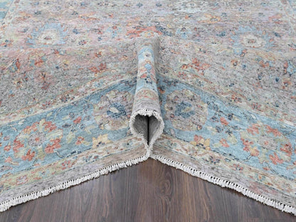 Pink 8'11" x 12'2" Oushak And Peshawar Hand knotted Wool Rug - Sku: O010542