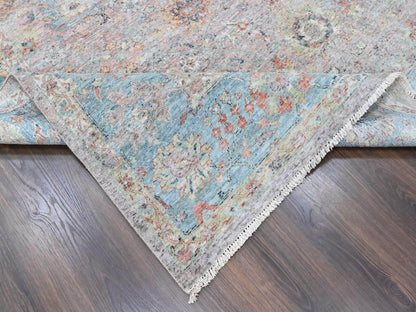 Mahal Oushak hand-knotted wool rug in Pink & Blue, 8'11" x 12'2" — SKU O010542 (view 6)
