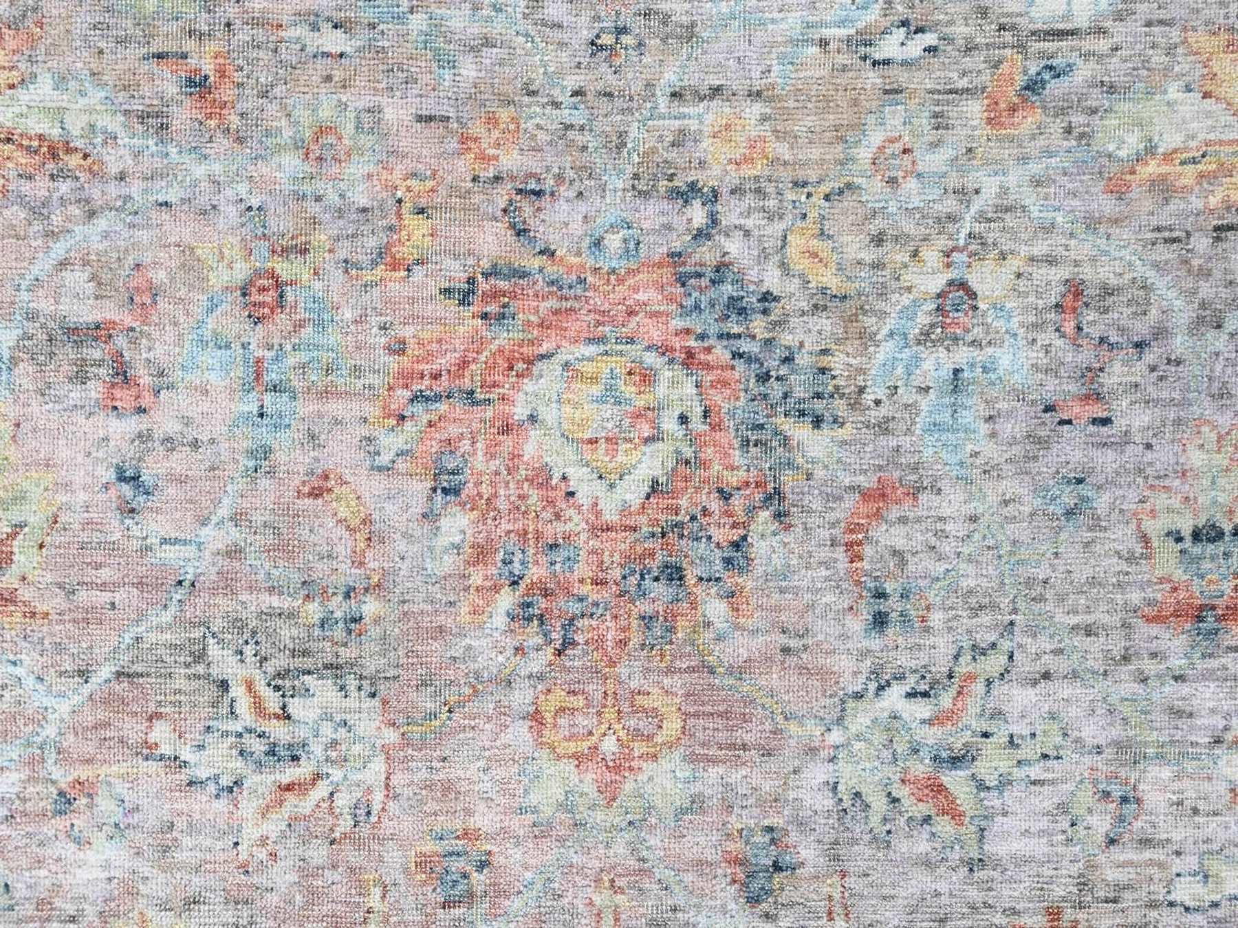 Mahal Oushak hand-knotted wool rug in Pink & Blue, 8'11" x 12'2" — SKU O010542 (view 8)