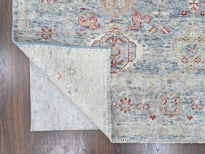 Blue 7'10" x 9'10" Tribal & Geometric Hand knotted Wool Rug - Sku: O010543