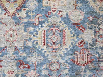 Blue 7'10" x 9'10" Tribal & Geometric Hand knotted Wool Rug - Sku: O010543