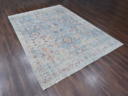 Blue 8'11" x 11'10" Tribal & Geometric Hand knotted Wool Rug - Sku: O010544
