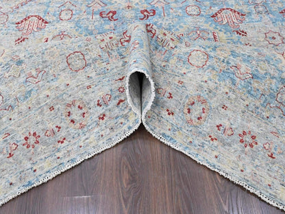 Blue 8'11" x 11'10" Tribal & Geometric Hand knotted Wool Rug - Sku: O010544