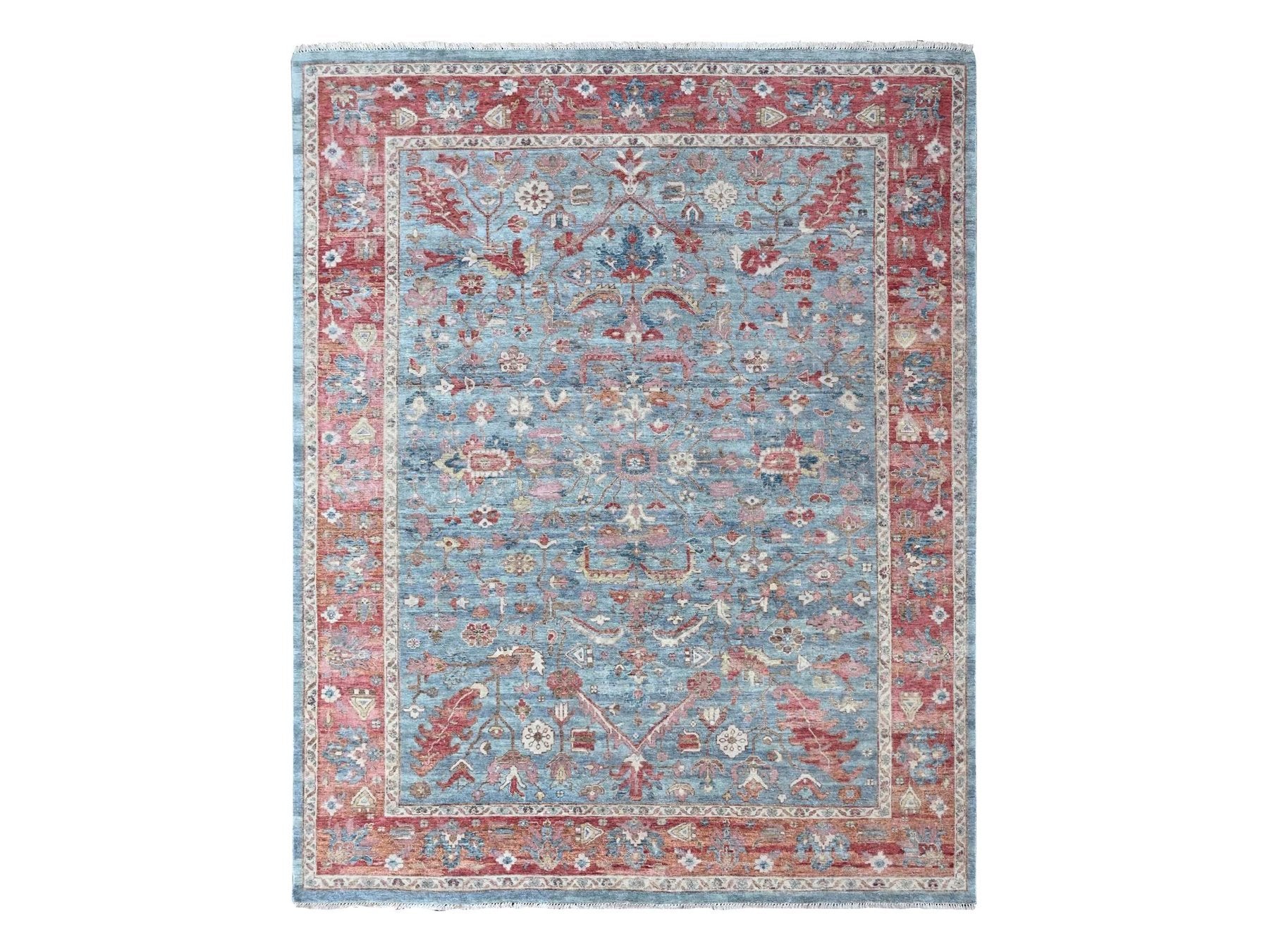 Blue 8'0" x 9'10" Heriz Hand knotted Wool Rug - Sku: O010546