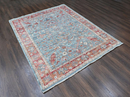 Blue 8'0" x 9'10" Heriz Hand knotted Wool Rug - Sku: O010546