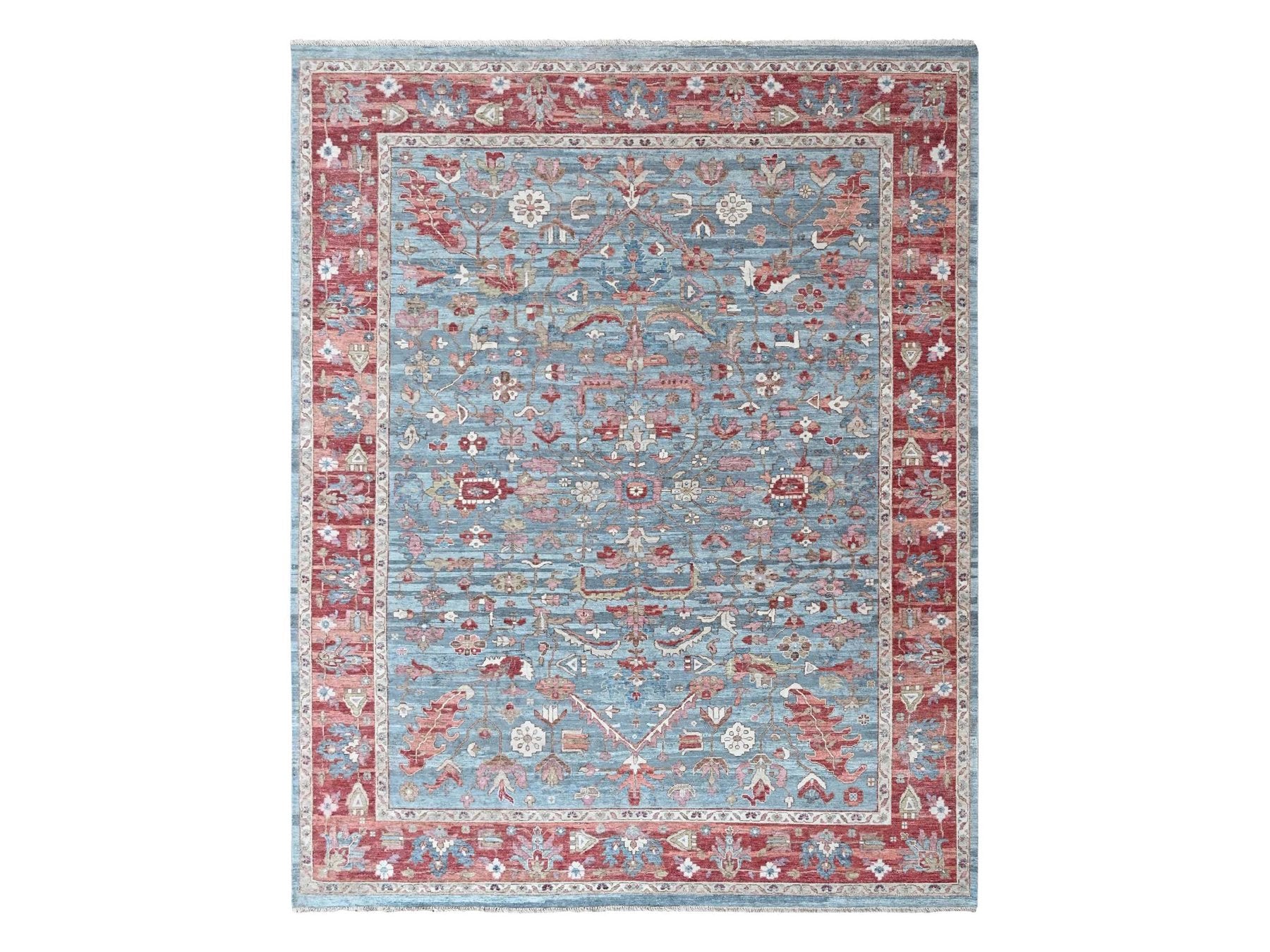 Blue 8'11" x 11'10" Heriz Hand knotted Wool Rug - Sku: O010547