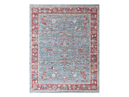 Blue 8'11" x 11'10" Heriz Hand knotted Wool Rug - Sku: O010547