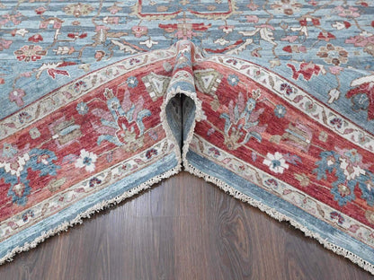 Blue 8'11" x 11'10" Heriz Hand knotted Wool Rug - Sku: O010547