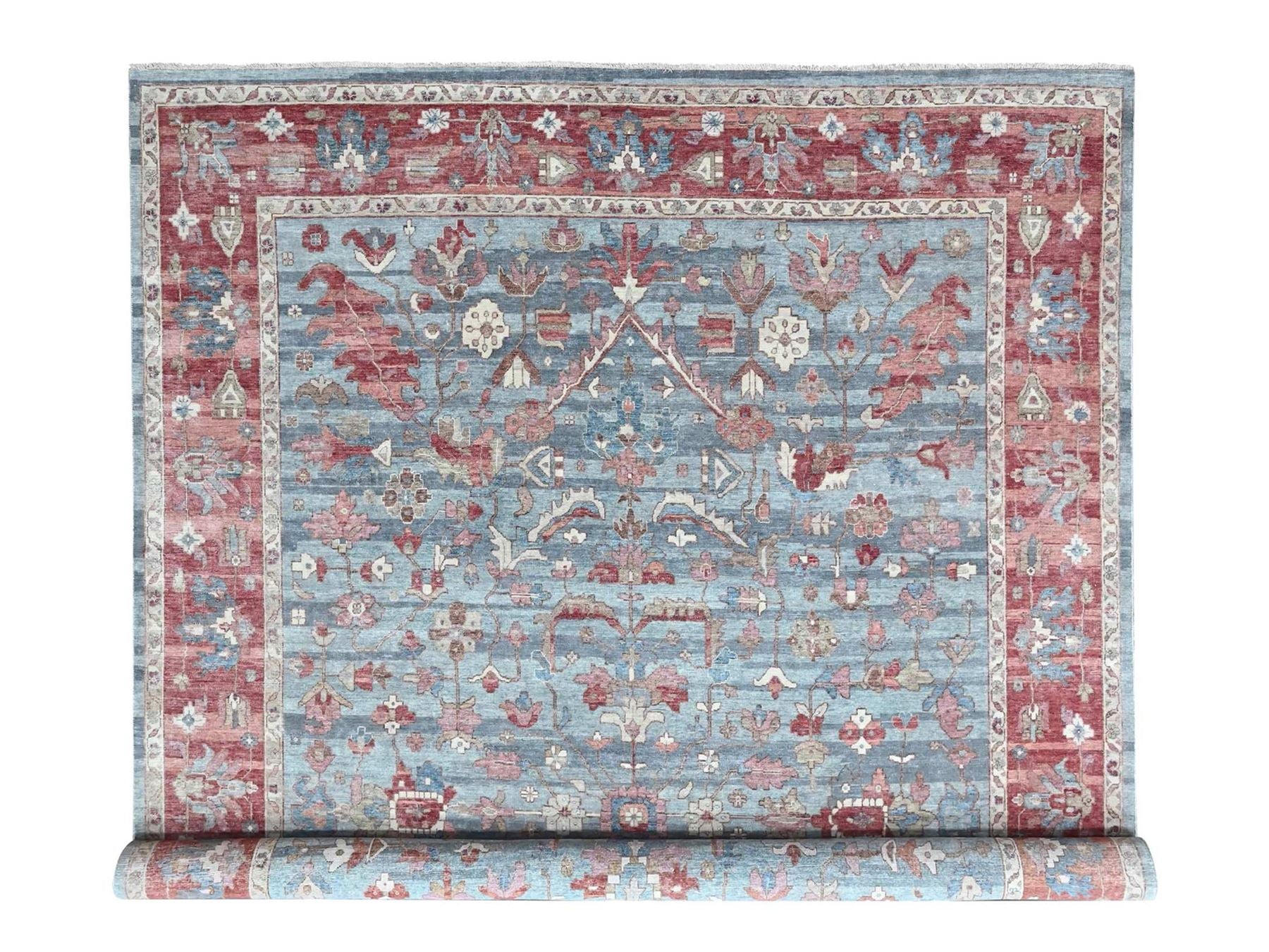Blue 9'11" x 13'10" Heriz Hand knotted Wool Rug - Sku: O010548