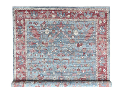 Blue 9'11" x 13'10" Heriz Hand knotted Wool Rug - Sku: O010548