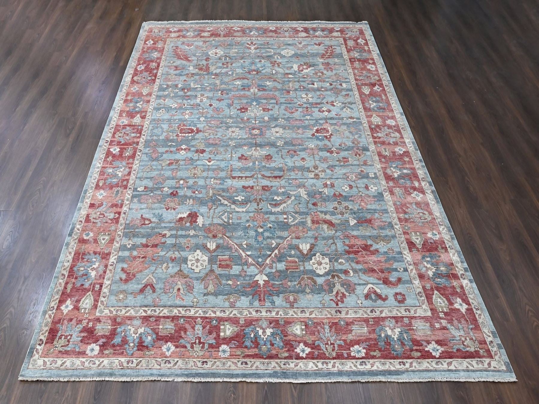 Blue 9'11" x 13'10" Heriz Hand knotted Wool Rug - Sku: O010548