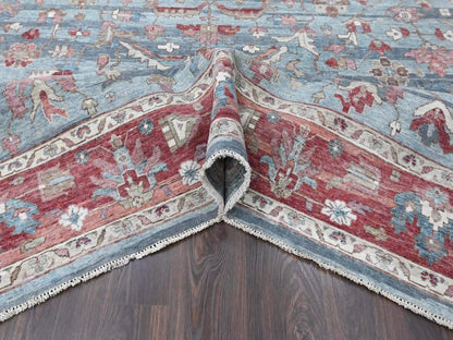 Blue 9'11" x 13'10" Heriz Hand knotted Wool Rug - Sku: O010548